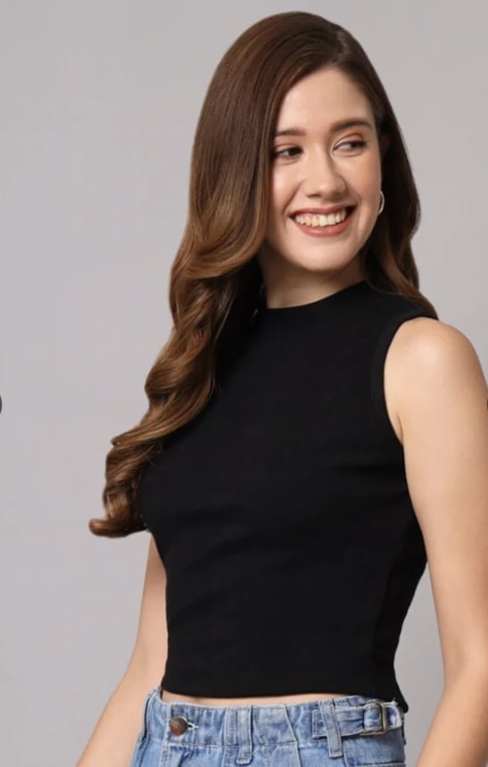 DITYA High Neck Sleevless Fitted Top
