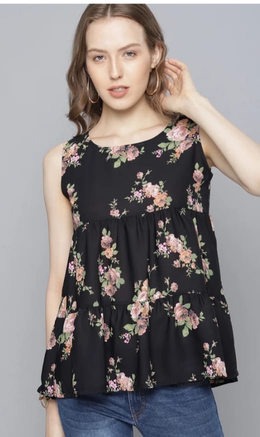 DITYA Women Black Printed Top