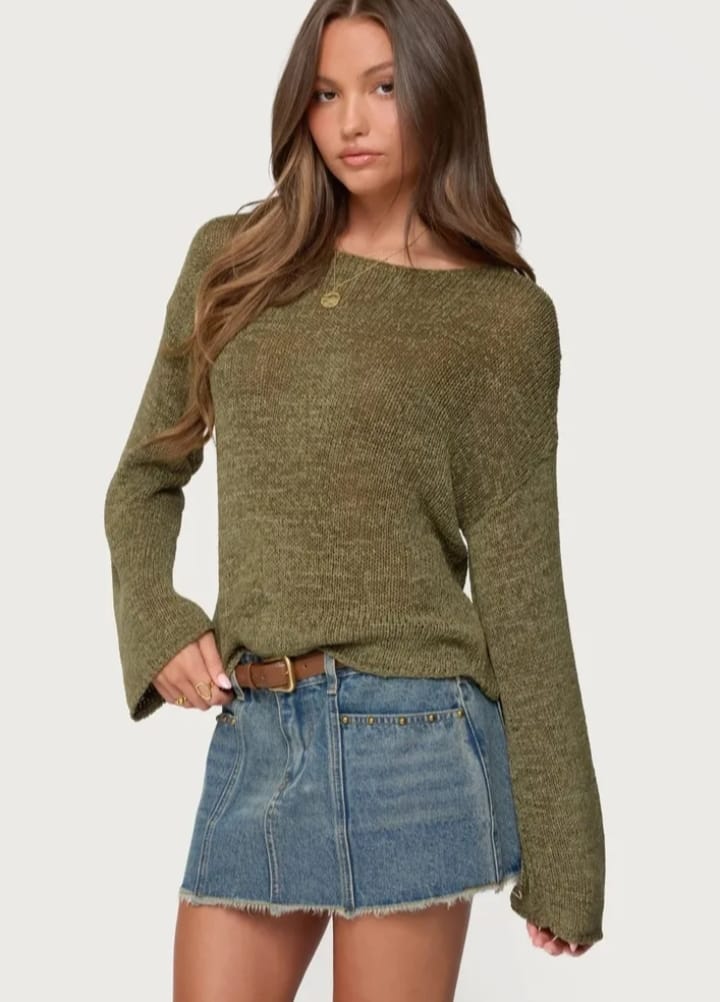 DITYA Knitted Flared Sleeve Top