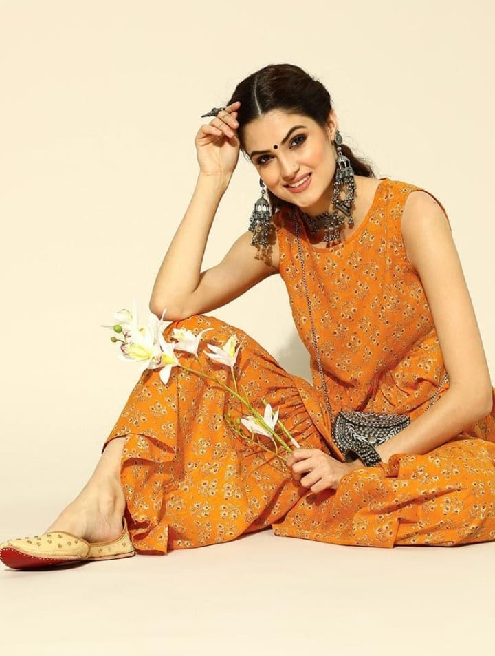 DITYA Mustard Yellow Pure Cotton Co-Ord Set