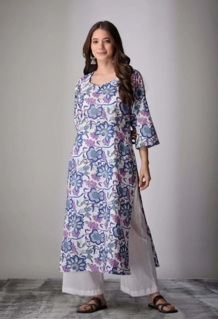 DITYA Women Printed Rayon Straight Kurta