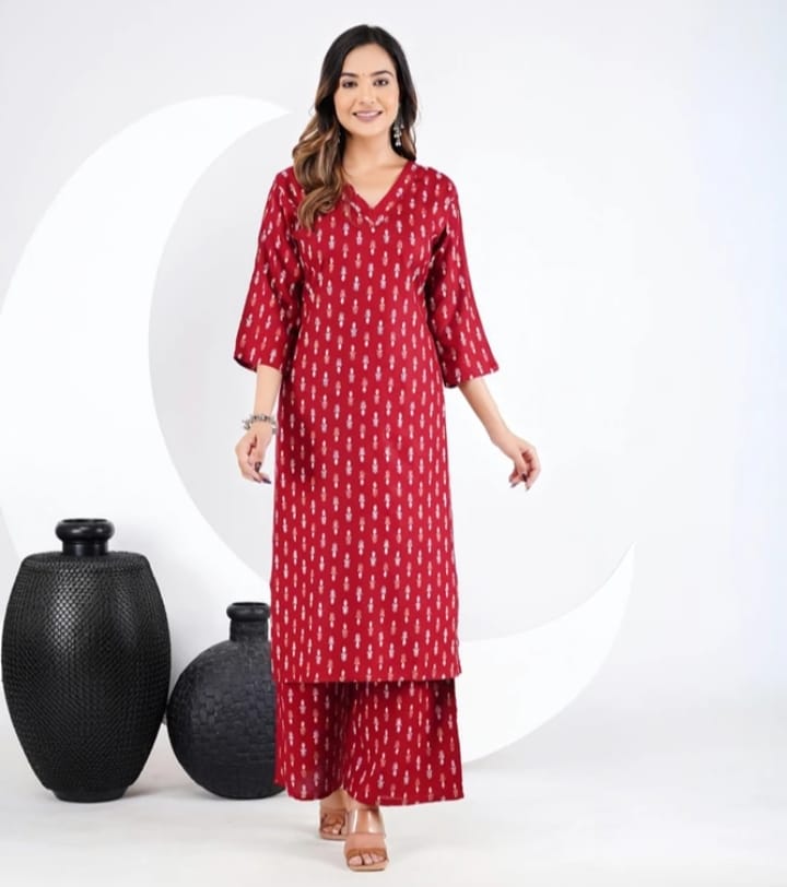 DITYUA Women Viscose Rayon Kurti Pant Set