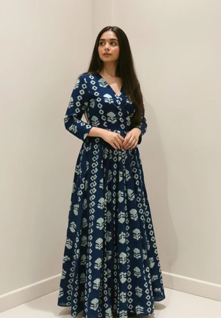 DITYA Floral Print A-line Cotton Gown