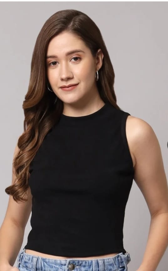 DITYA High Neck Sleevless Fitted Top