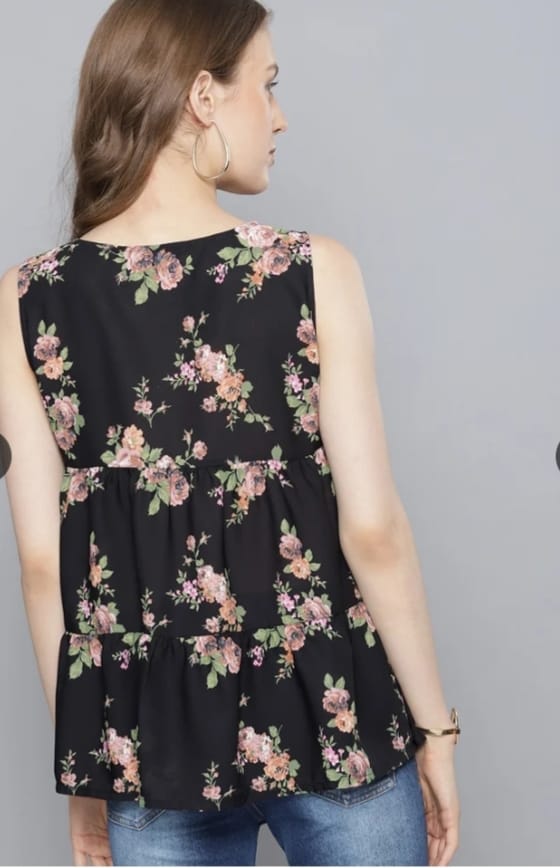 DITYA Women Black Printed Top