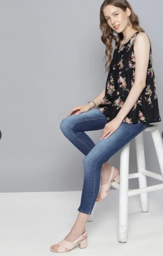 DITYA Women Black Printed Top