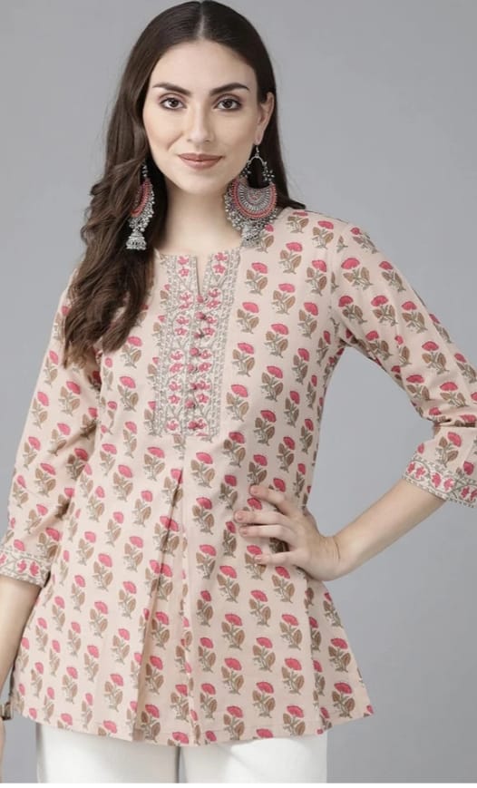 DITYA  Floral Printed Pure Cotton Kurti