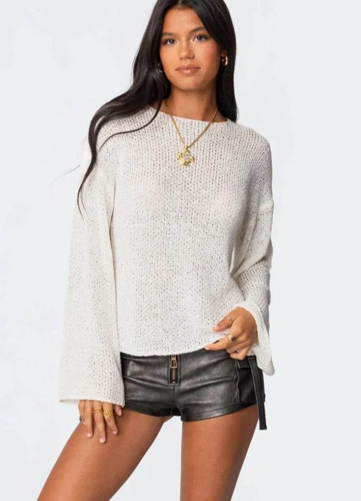 DITYA Knitted Flared Sleeve Top