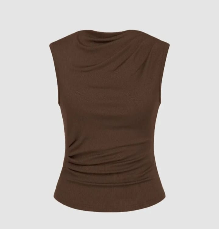 DITYA Brown Ribbed Co-Ord Set Top