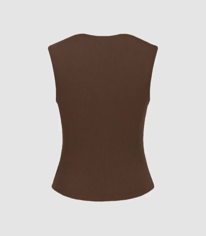 DITYA Brown Ribbed Co-Ord Set Top