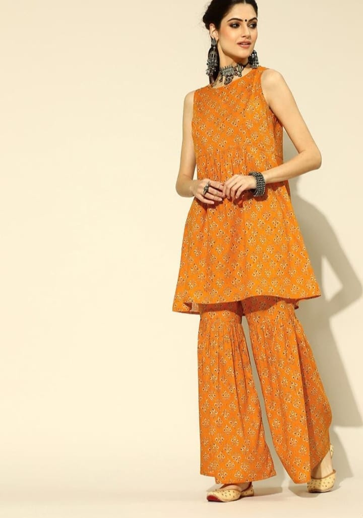 DITYA Mustard Yellow Pure Cotton Co-Ord Set