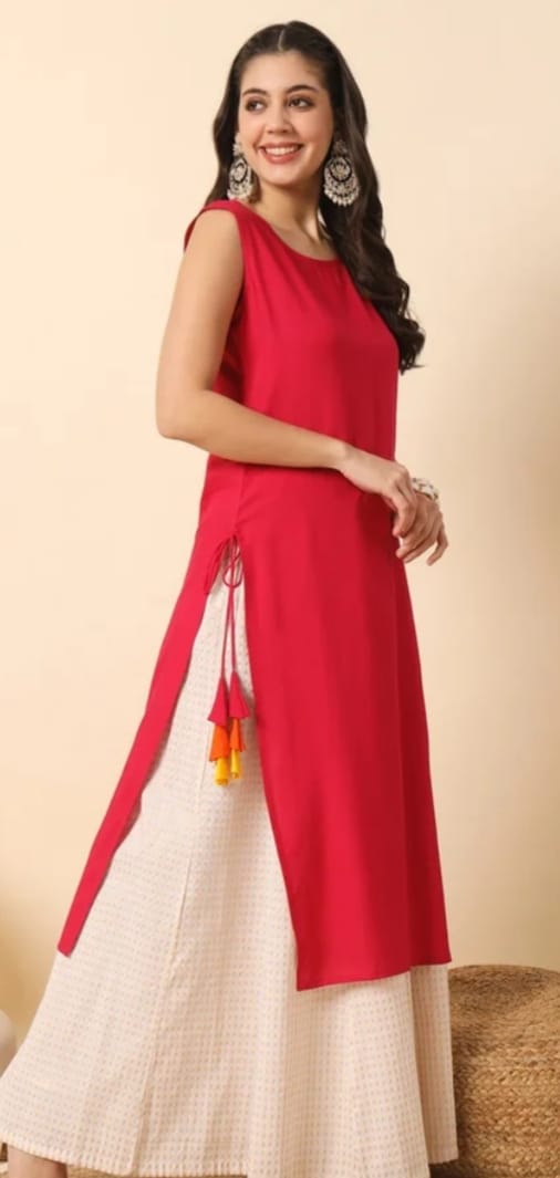 DITYA Round Neck Sleeveless Kurta