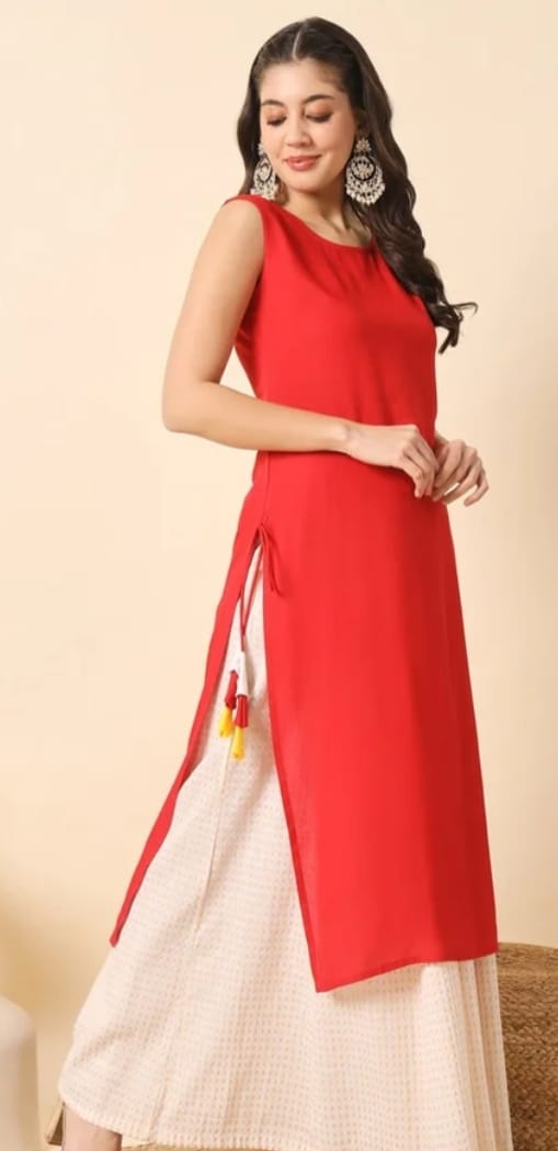 DITYA Round Neck Sleeveless Kurta