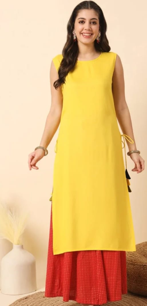 DITYA Round Neck Sleeveless Kurta