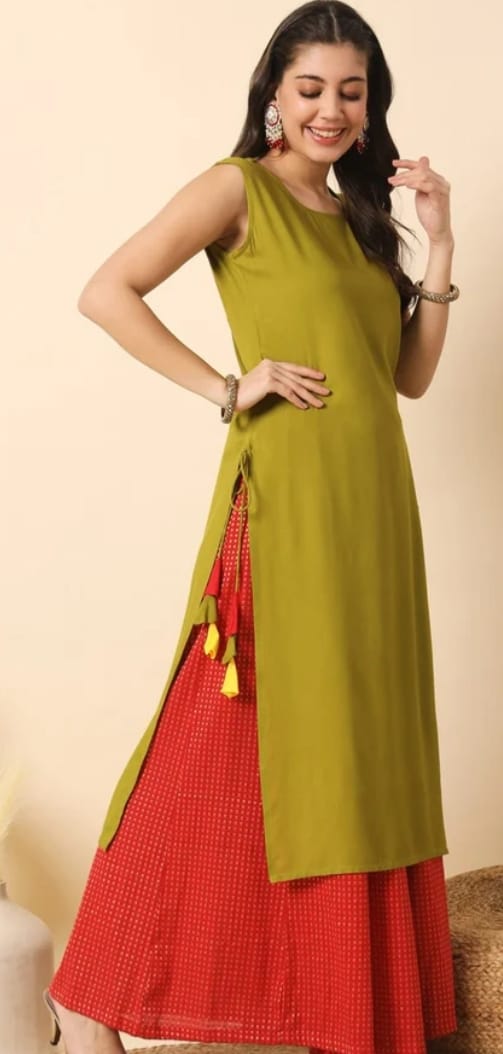 DITYA Round Neck Sleeveless Kurta