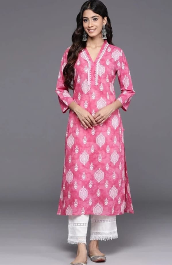 DITYA Women Printed Rayon Straight Kurta
