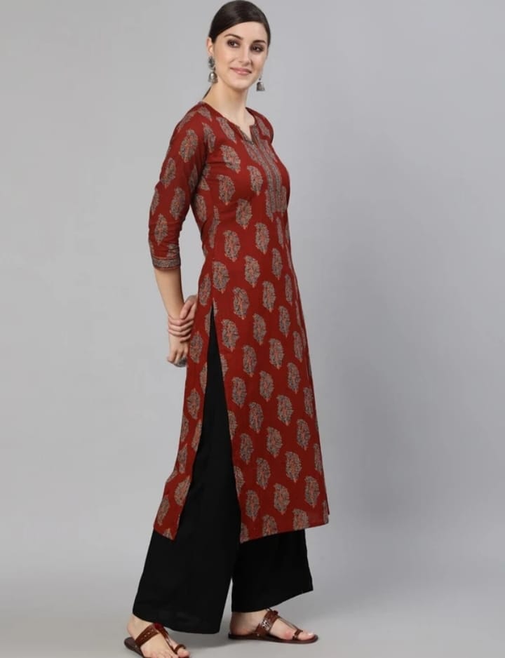 DITYA Women Printed Rayon Straight Kurta