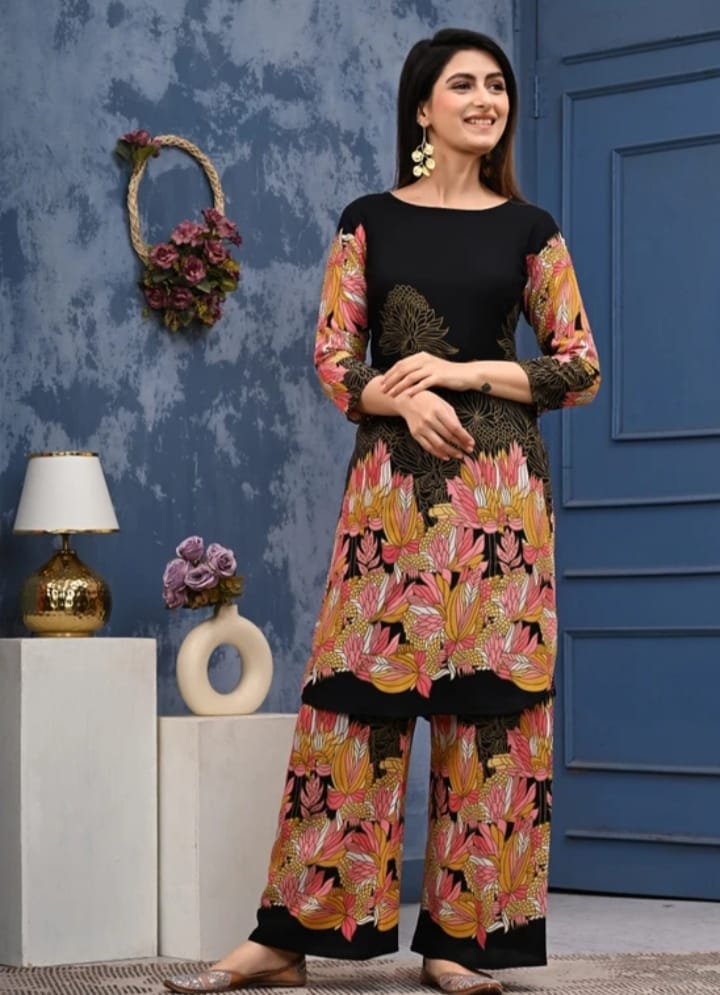 DITYA Women Rayon Kurti Pant Set