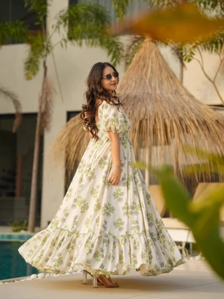 DITYA Printed Rayon Stiched A-Line Gown