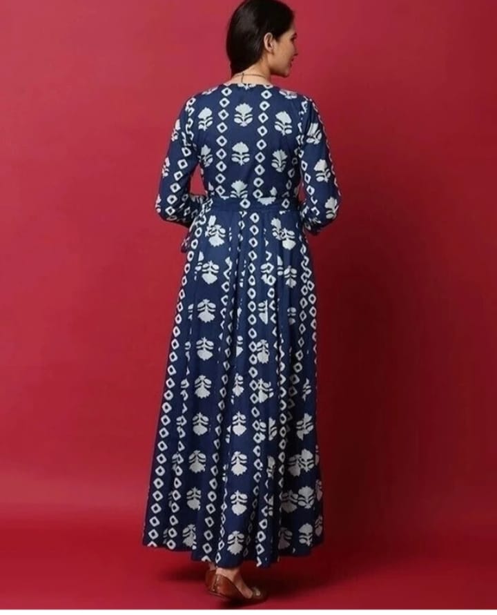DITYA Floral Print A-line Cotton Gown