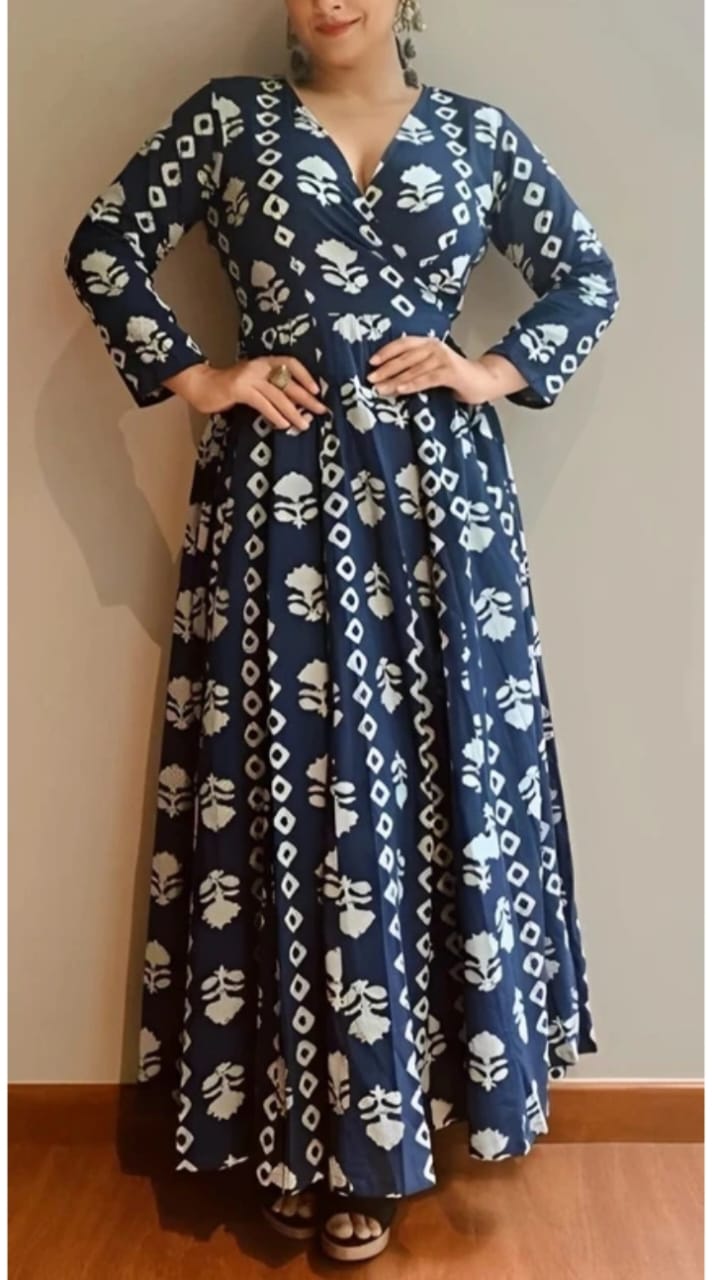 DITYA Floral Print A-line Cotton Gown