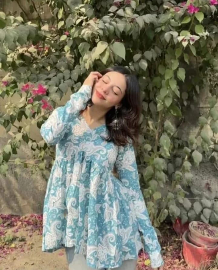 DITYA Printed Women Blue Casual Sleeve Top